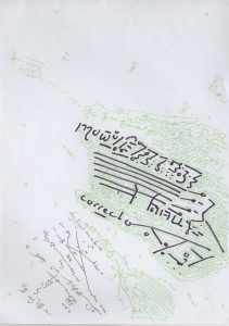 Handwritten notes and diagrams with the word Correct in black ink, surrounded by green annotations.